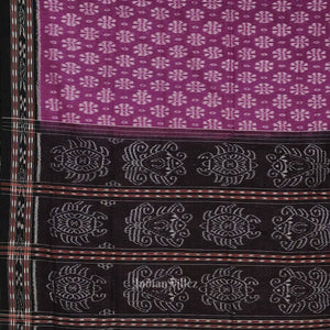 Purple Black Floral Odisha Ikat Sambalpuri Cotton Saree