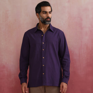trueBrowns Men's Purple Cotton Shirt
