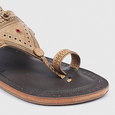 Brown Handstitched Leather Kolhapuri Men Slipper