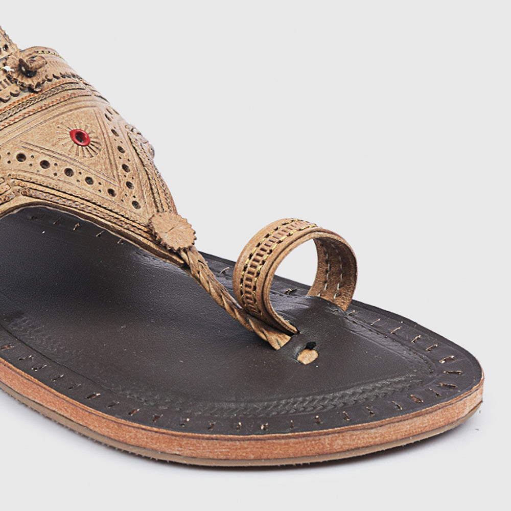 Brown Handstitched Leather Kolhapuri Men Slipper