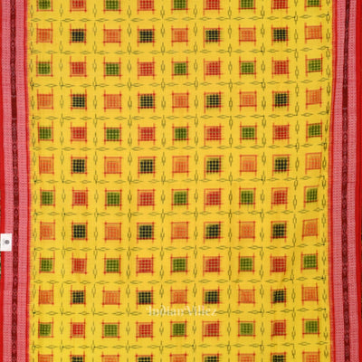 Yellow Ashwini Theme Sambalpuri Cotton Saree