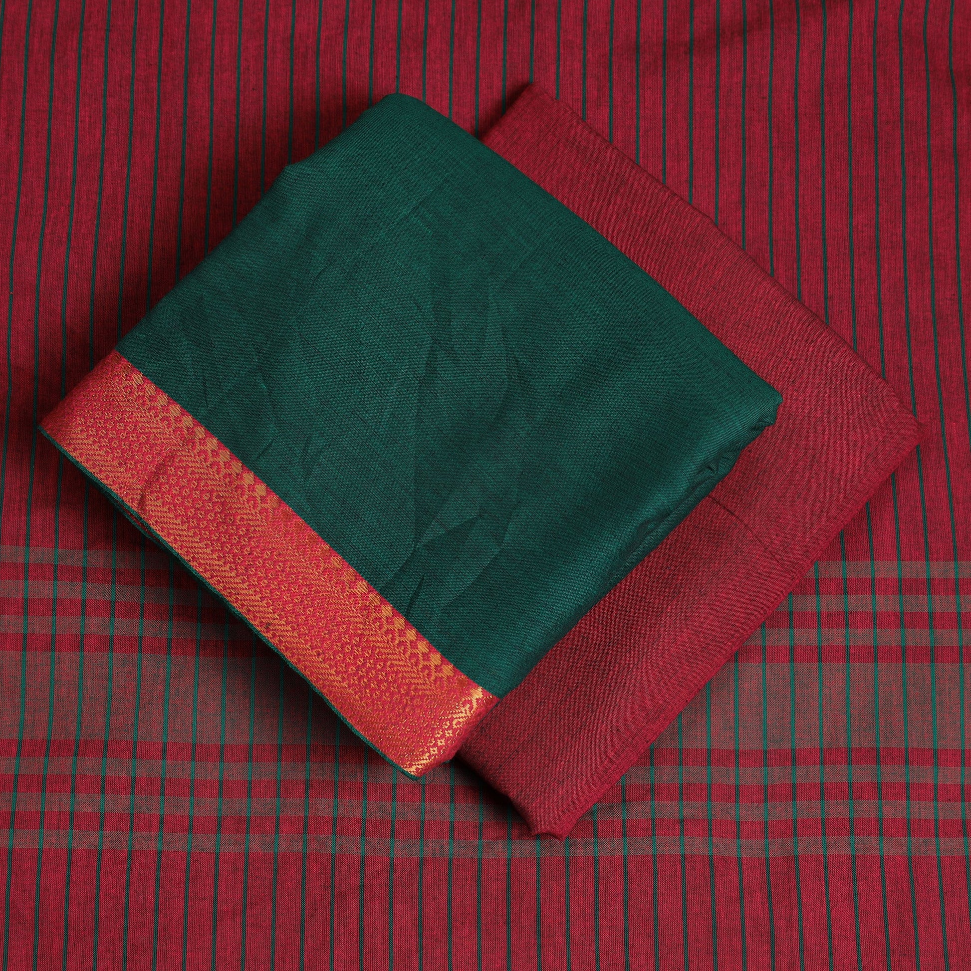 Green - 3pc Cotton Dharwad Dress Material 10
