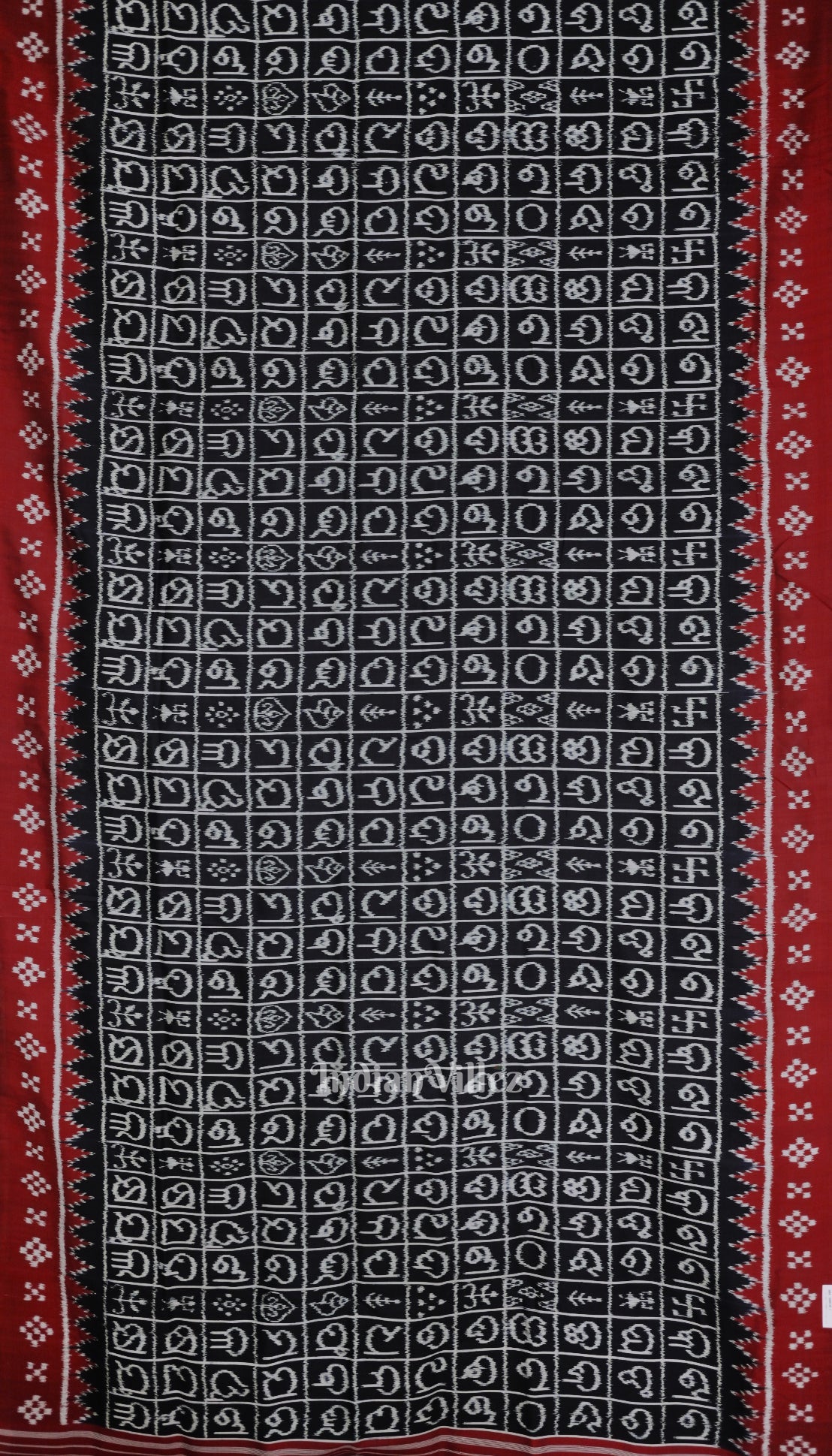 Black Maroon Odia Barnamala Contemporary Silk Saree