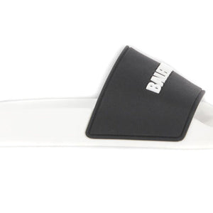 Balenciaga Pool Slides Logo White Black Alternate