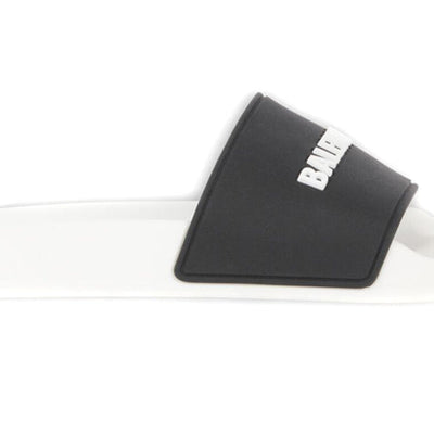 Balenciaga Pool Slides Logo White Black Alternate