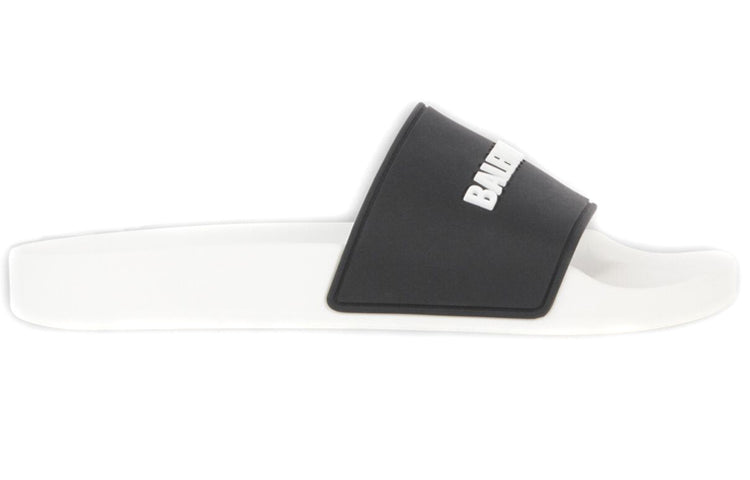 Balenciaga Pool Slides Logo White Black Alternate