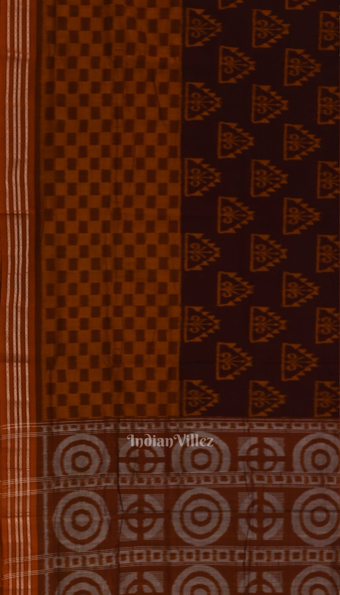 Coffee with Brown Odisha  Sambalpuri  ikat Pure Cotton Saree