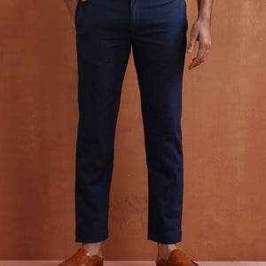 trueBrowns Men's Blue Cotton Twill Pants