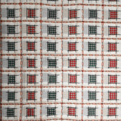 White with Multi Color Ashwini Odisha Ikat Sambalpuri Cotton Fabric