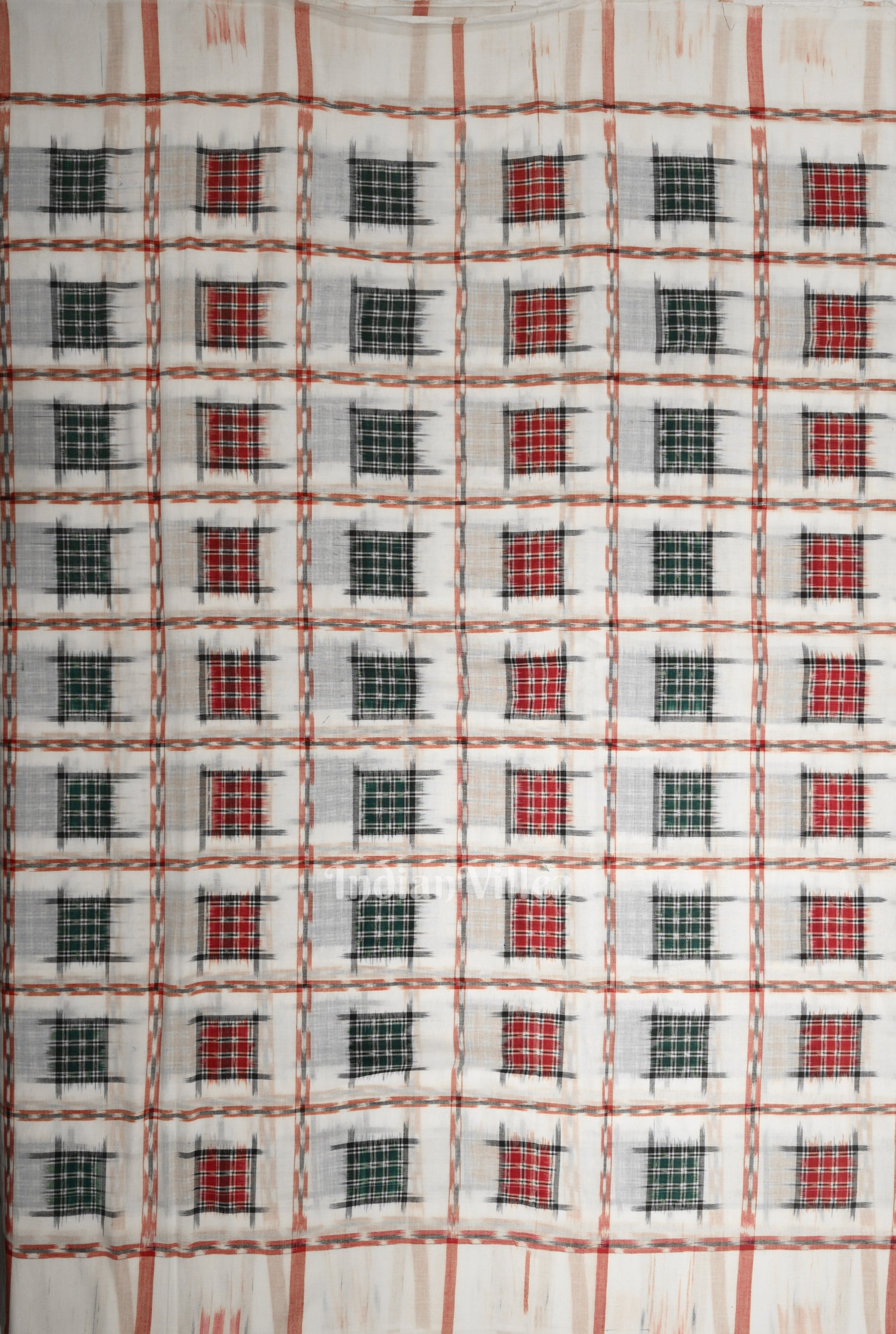 White with Multi Color Ashwini Odisha Ikat Sambalpuri Cotton Fabric
