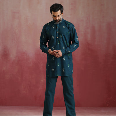 trueBrowns Men's Blue Ikat Co-ord set