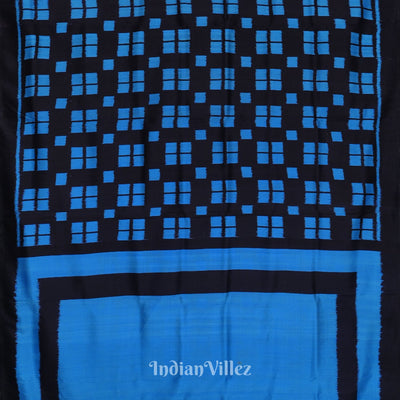 Black Copper Sulphate Odisha Ikat Pasapali Contemporary Silk Saree