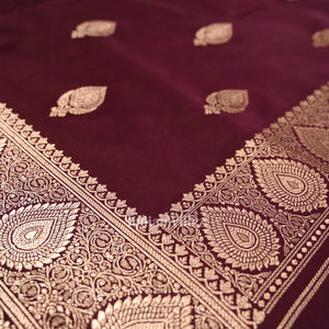 Mulberry Purple Soft Pure Mashru Satin Silk Banarasi Saree