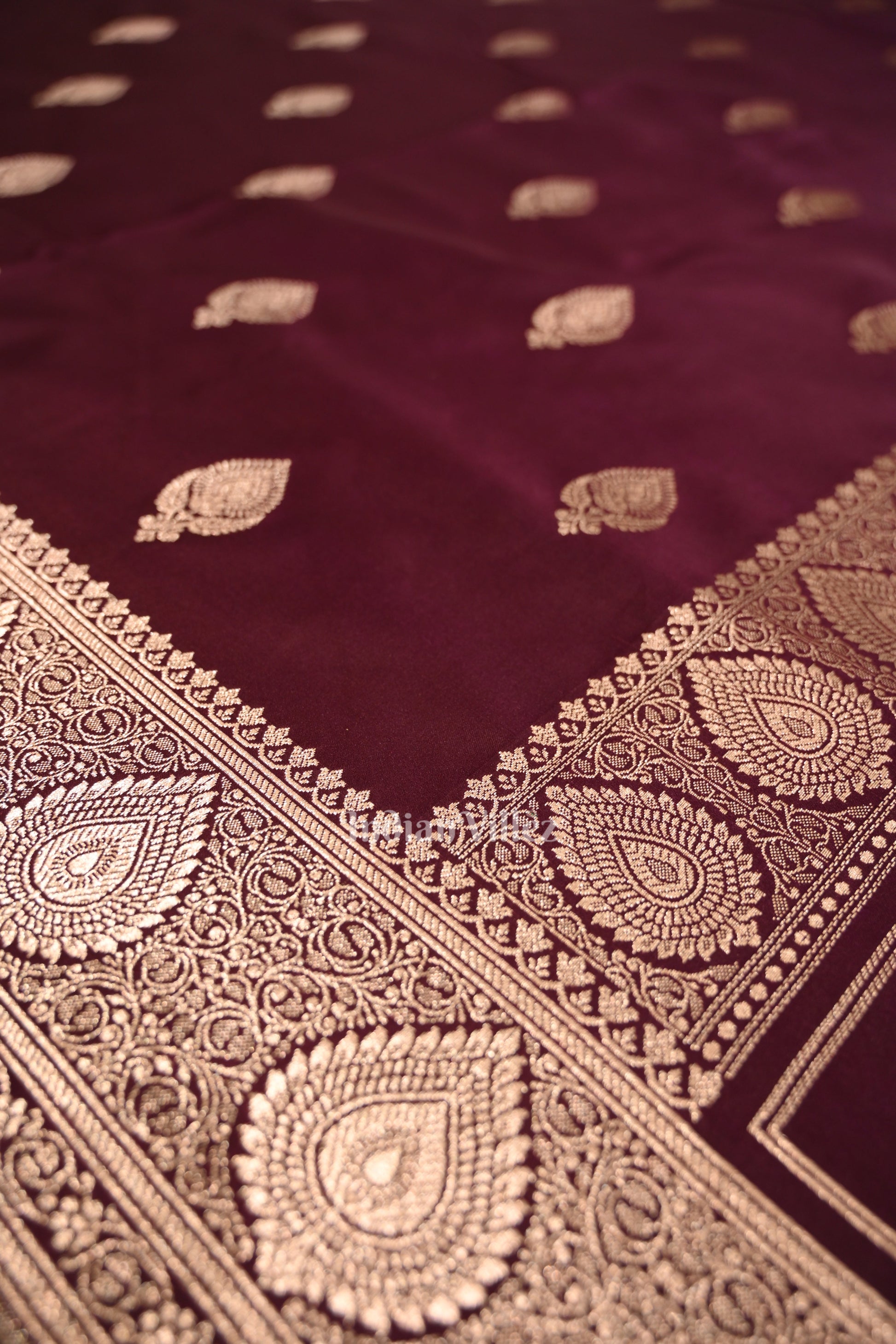 Mulberry Purple Soft Pure Mashru Satin Silk Banarasi Saree