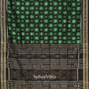 Black Green Pasapali Theme Odisha Ikat Khandua Silk Saree
