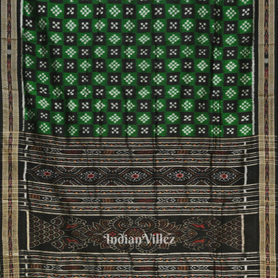 Black Green Pasapali Theme Odisha Ikat Khandua Silk Saree