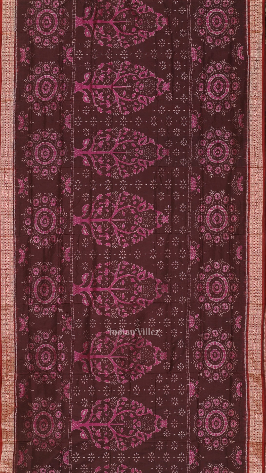 Coffee Tree Motif Odisha Ikat Sambalpuri Silk Saree