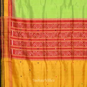 Parrot Green Black Kathiphera Odisha Ikat Khandua Silk Saree