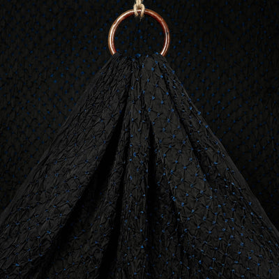 Black - Kutch Tie & Dye Modal Silk Bandhani Fabric 01