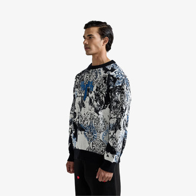 F A R A K | EK SAFAR KNITTED SWEATSHIRT { WHITE