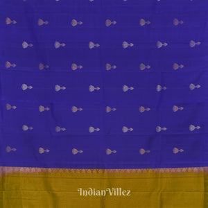 Blue With Parrot Green Pure Kanjivaram Soft Silk Saree
