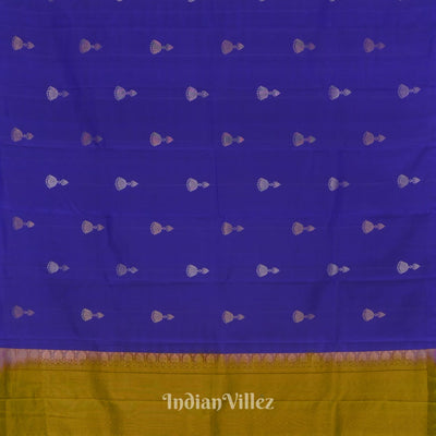 Blue With Parrot Green Pure Kanjivaram Soft Silk Saree