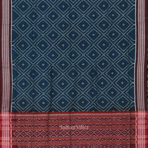 Blue Maroon Pasapali Odisha Sambalpuri Pure Cotton Saree