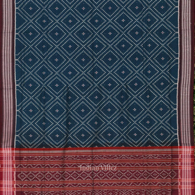 Blue Maroon Pasapali Odisha Sambalpuri Pure Cotton Saree