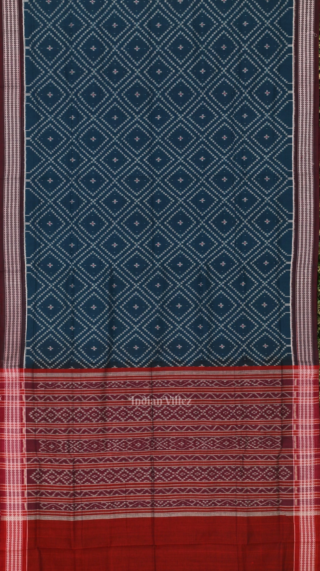 Blue Maroon Pasapali Odisha Sambalpuri Pure Cotton Saree