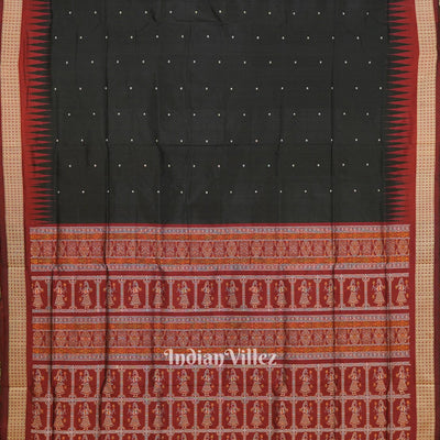 Black Butta Design Bomkai Sambalpuri Silk Saree