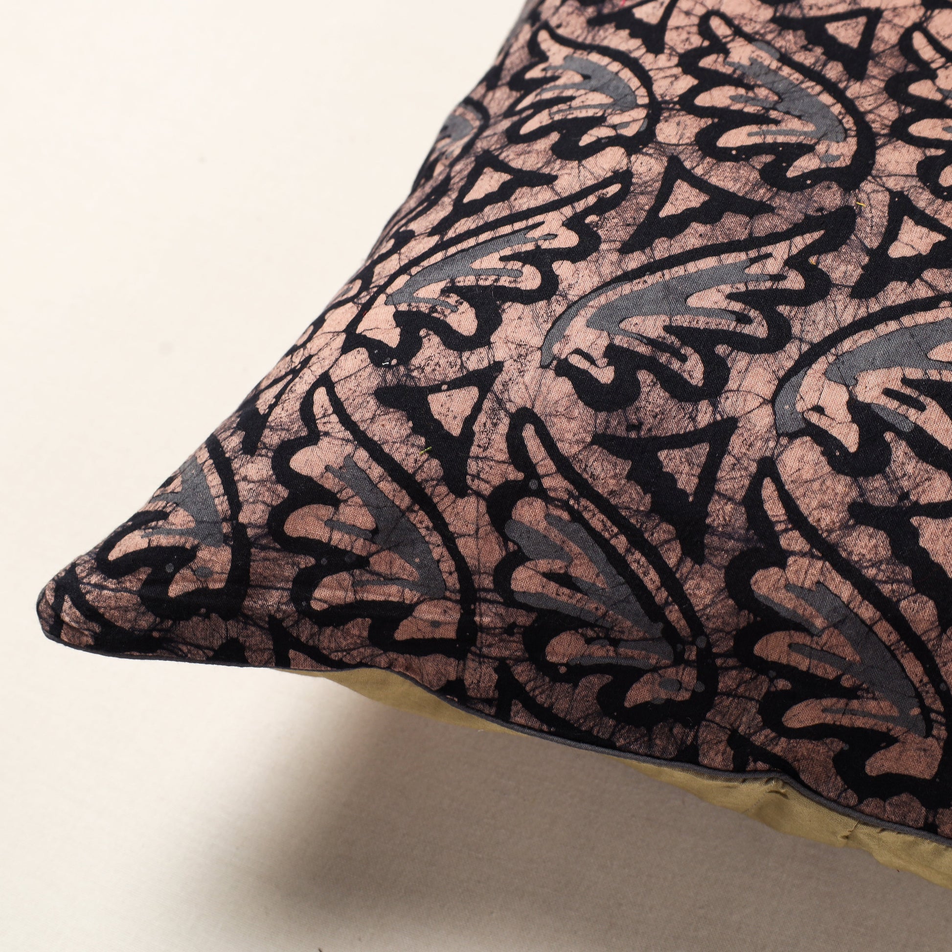 Brown - Pure Cotton Hand Batik Cushion Cover (18 x 18 in)
