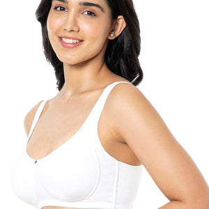 Cotton Super Support Solid Non Padded Non-Wired Bra - White
