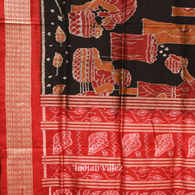 Black Forest Theme Odisha Ikat Sambalpuri Silk Saree