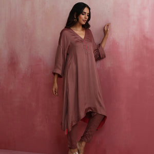 trueBrowns Brown Modal High low Kurta Set