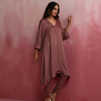 trueBrowns Brown Modal High low Kurta Set