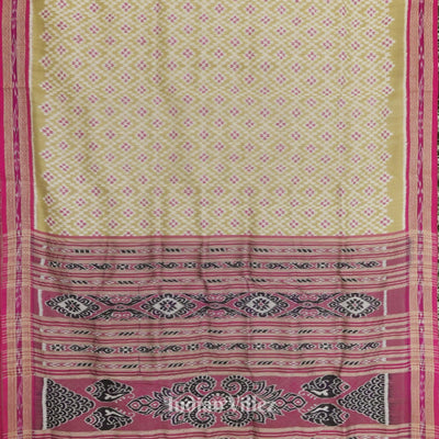 Golden Pink Odisha Ikat Khandua Silk Saree