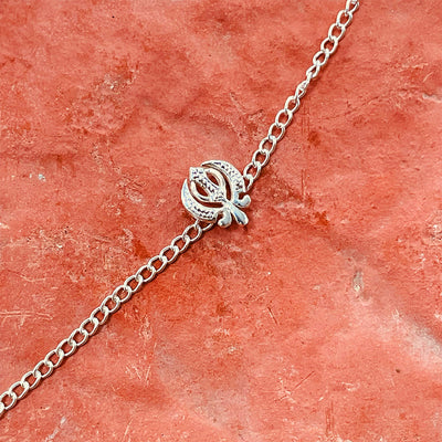 trueBrowns Men 925 Sterling Silver Khanda Silver Chain Bracelet