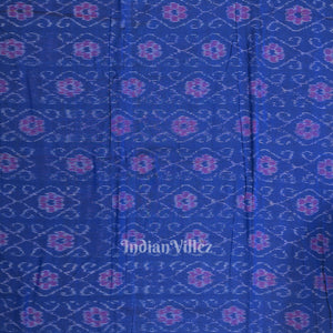 Royal Blue Flower Design Sambalpuri Odisha Ikat Cotton Fabric
