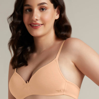 Smooth Style Padded Non-Wired Cotton Bra - Sandalwood