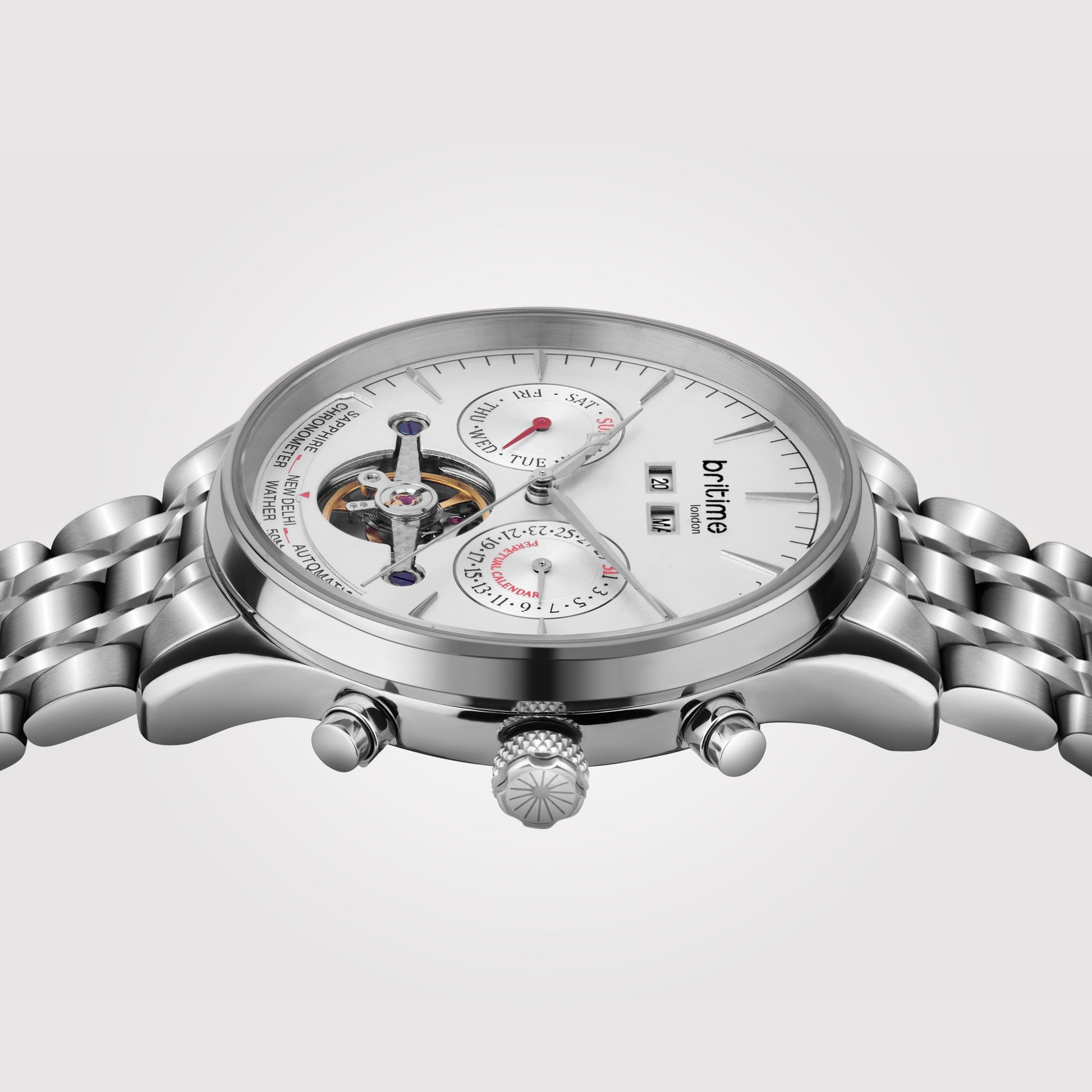 Celestial Men Automatic Silver Dial Chronograph Metal Watch 867-M10301
