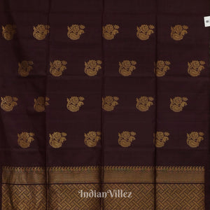 Black Coffee Pure Kanjivaram Soft Silk Saree