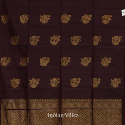Black Coffee Pure Kanjivaram Soft Silk Saree
