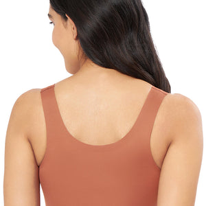 Skins Support Solid Non Padded Non-Wired Scoop Neck Cami Bra - Caramel Nude
