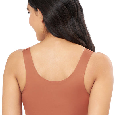 Skins Support Solid Non Padded Non-Wired Scoop Neck Cami Bra - Caramel Nude