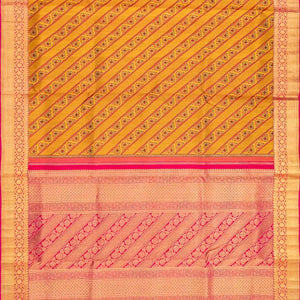 Mustard Handloom Lino Varna Silk Saree Floral Vine Motifs