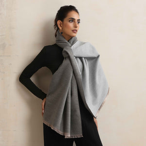 trueBrowns Grey Reversible Woollen Stole