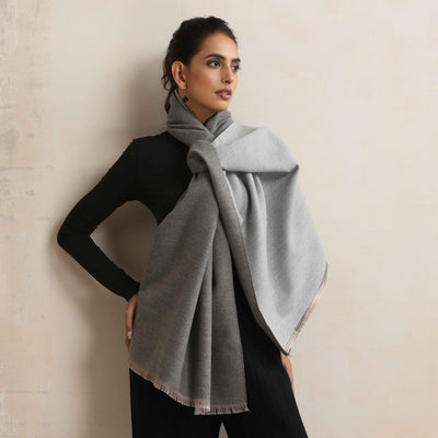 trueBrowns Grey Reversible Woollen Stole