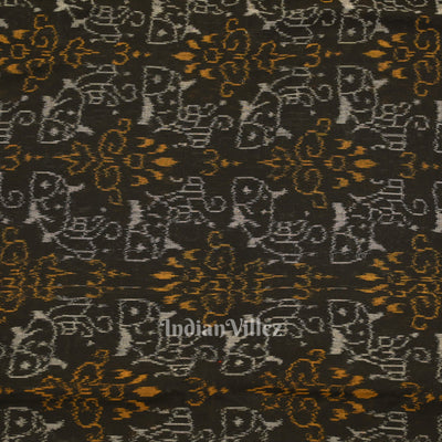 Black Tribal Theme Sambalpuri Ikat Cotton Fabric