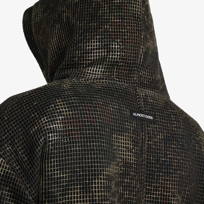 ALMOST GODS | MANDRAKE CAMO NET ZIP HOODIE { BROWN