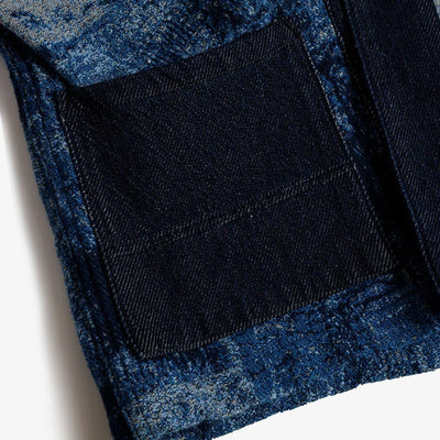 FDMTL | JACQUARD BORO HAORI RINSE { INDIGO